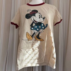 Disney Cream and Burgundy Minnie Mouse Tee